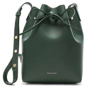Mansur Gavriel. Moss Green Leather Mini Bucket Bag